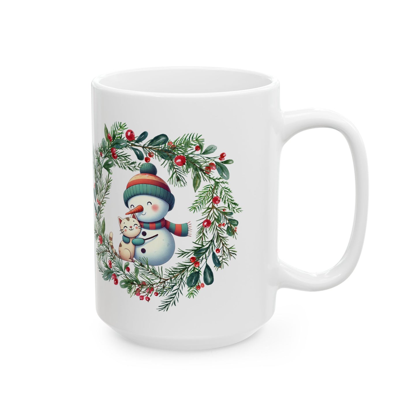 "Festive Feline" - Ceramic Mug, (11oz, 15oz)