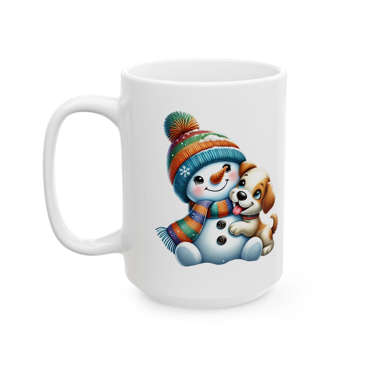 "Snowman Puppy Love" Mug | 11 oz & 15 oz | Cozy Winter Ceramic Mug for Holiday Gifts