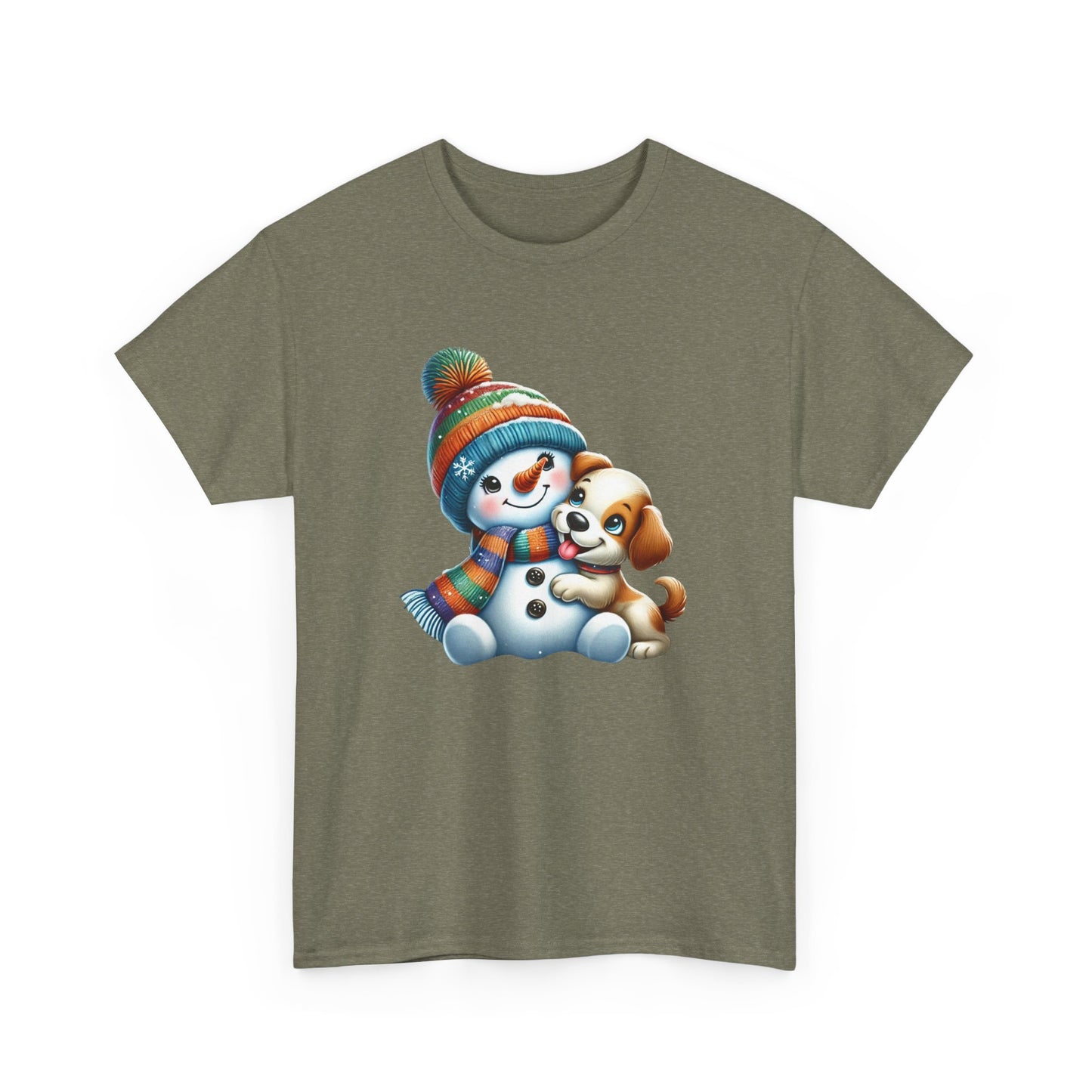 "Snowman Puppy Love" T-Shirt - Unisex Heavy Cotton Tee