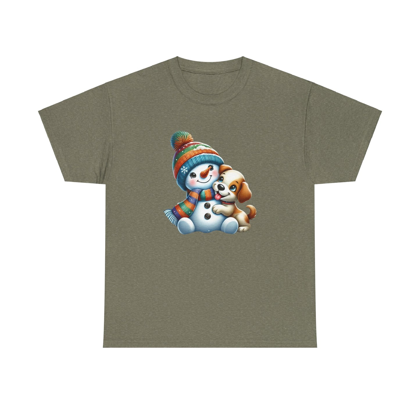 "Snowman Puppy Love" T-Shirt - Unisex Heavy Cotton Tee