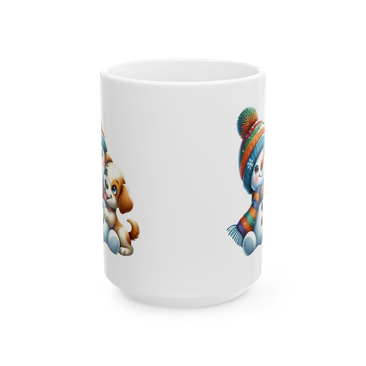 "Snowman Puppy Love" Mug | 11 oz & 15 oz | Cozy Winter Ceramic Mug for Holiday Gifts