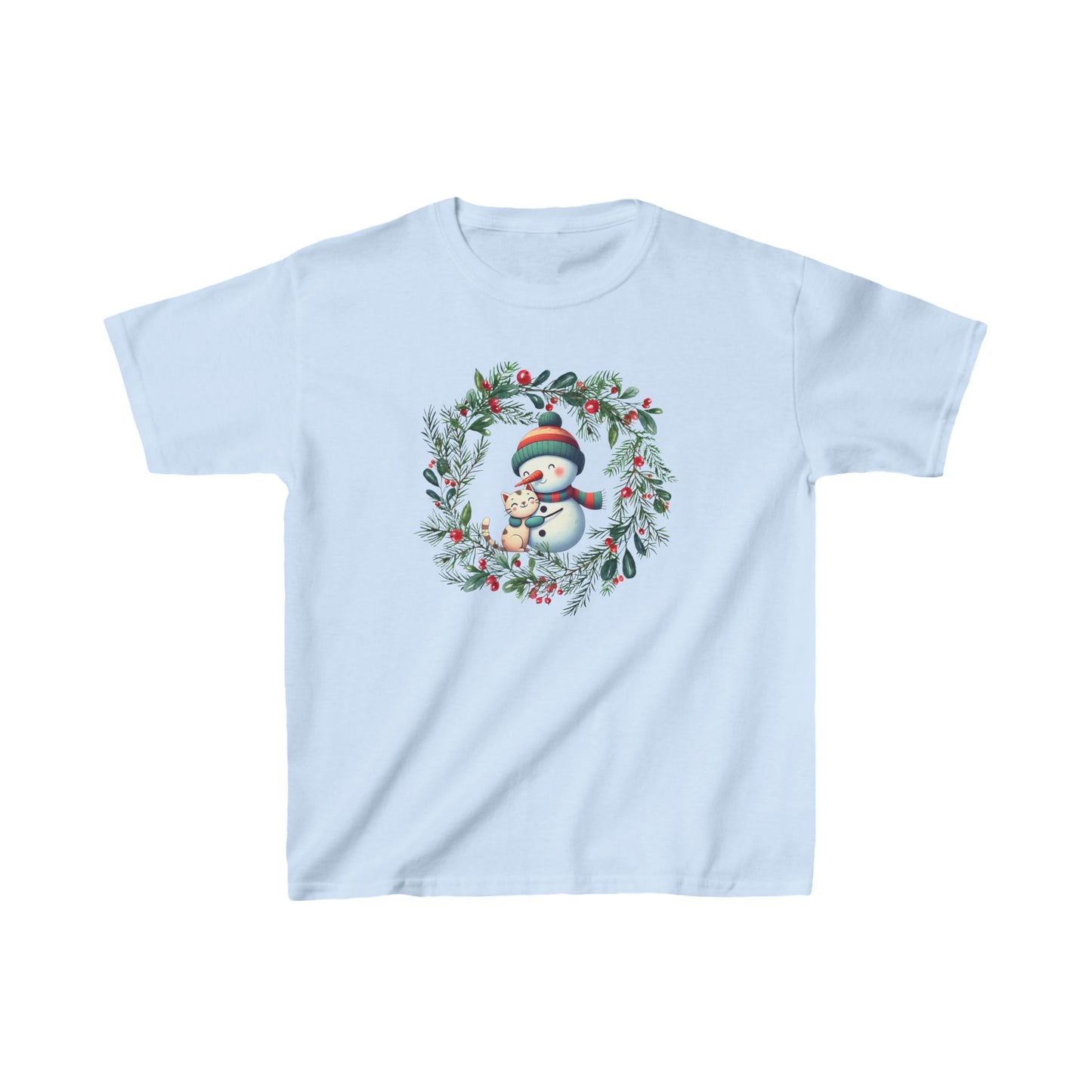 "Festive Feline Cheer" T-shirt - Kids Heavy Cotton™ Tee