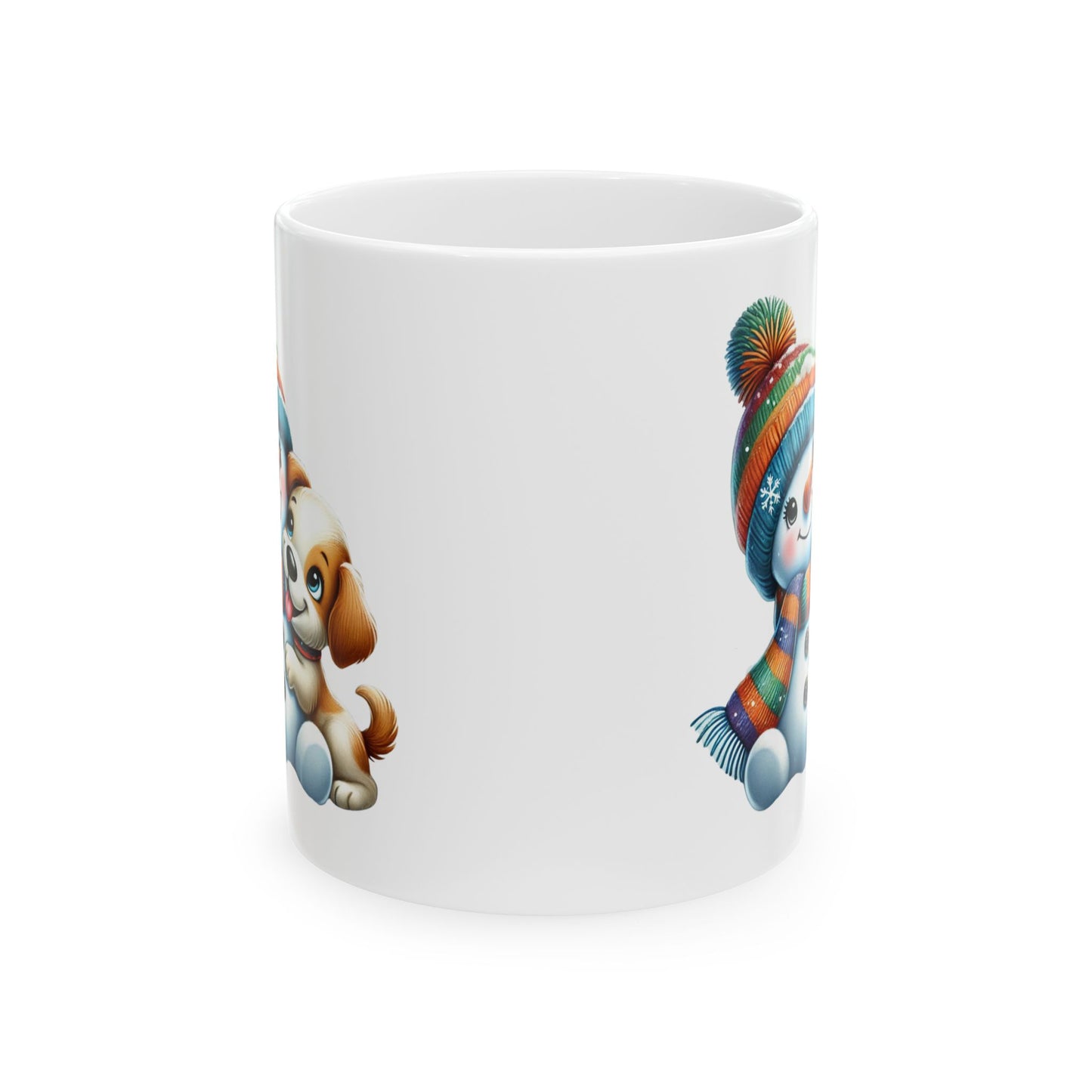 "Snowman Puppy Love" Mug | 11 oz & 15 oz | Cozy Winter Ceramic Mug for Holiday Gifts