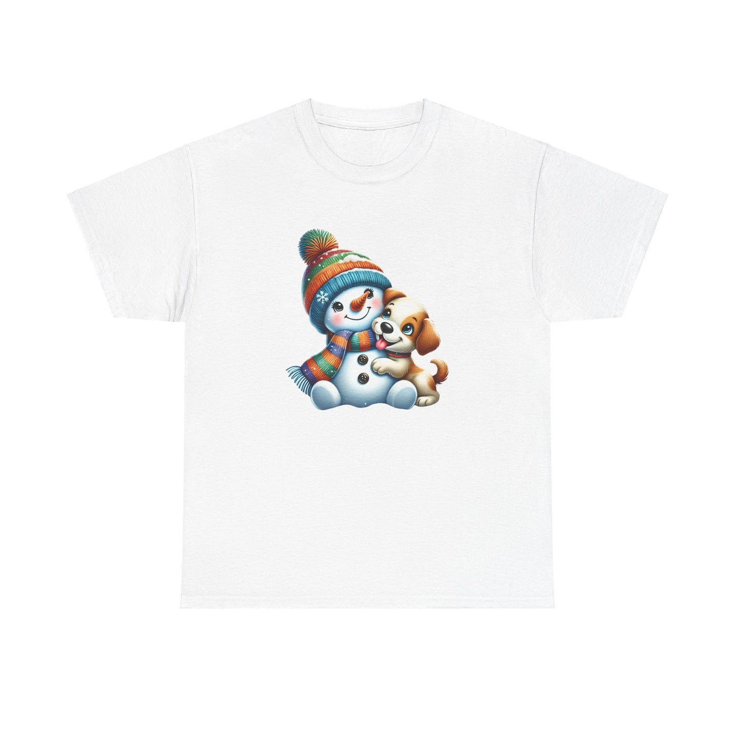 "Snowman Puppy Love" T-Shirt - Unisex Heavy Cotton Tee