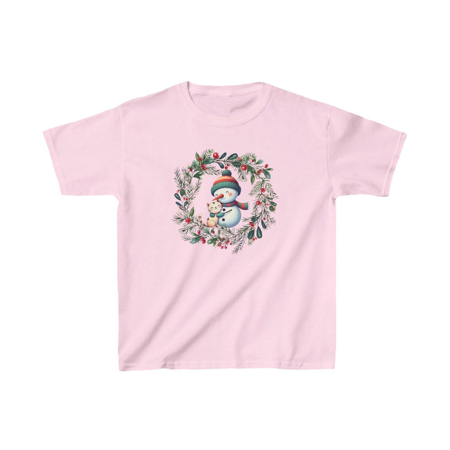 "Festive Feline Cheer" T-shirt - Kids Heavy Cotton™ Tee