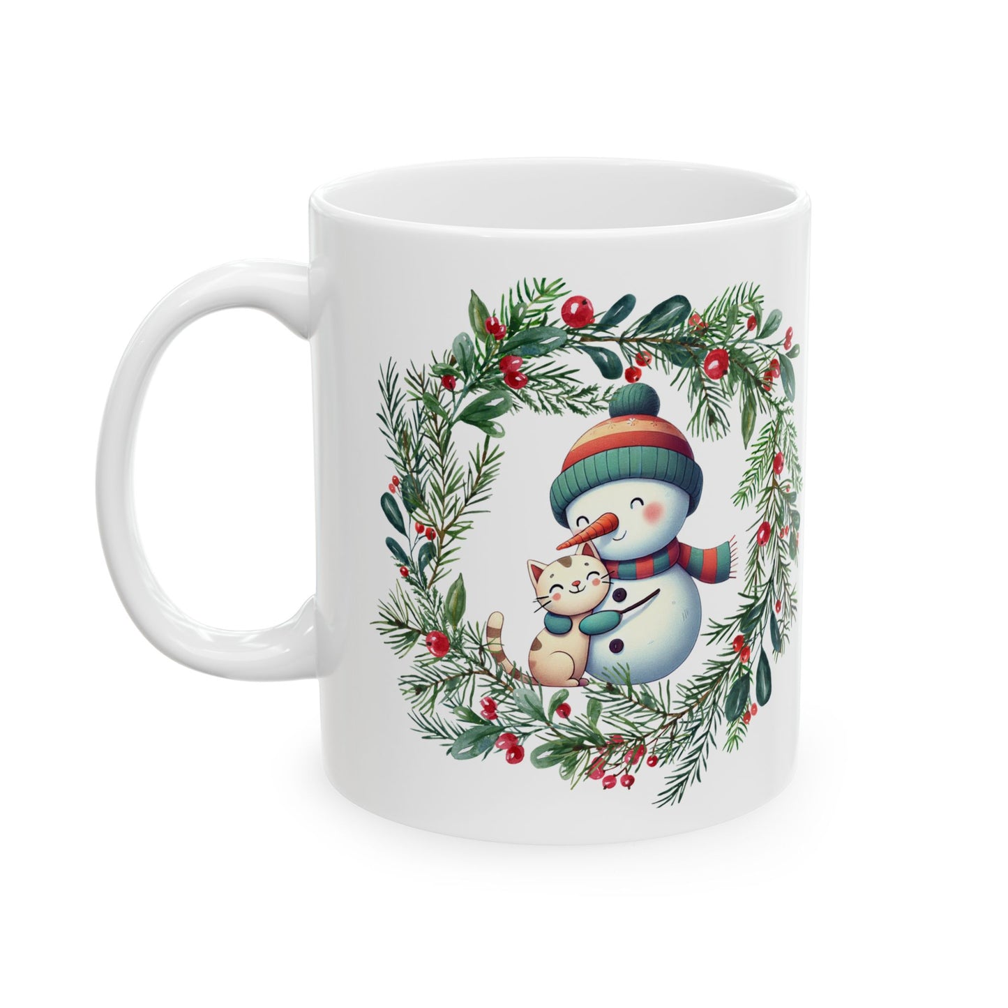 "Festive Feline" - Ceramic Mug, (11oz, 15oz)