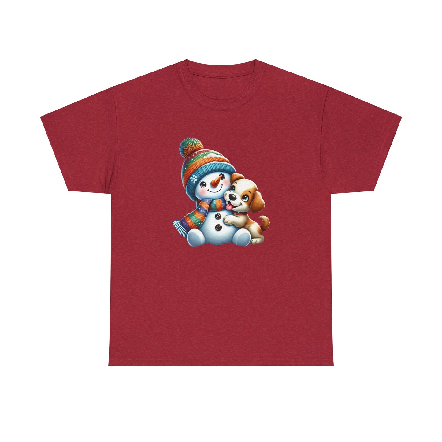 "Snowman Puppy Love" T-Shirt - Unisex Heavy Cotton Tee