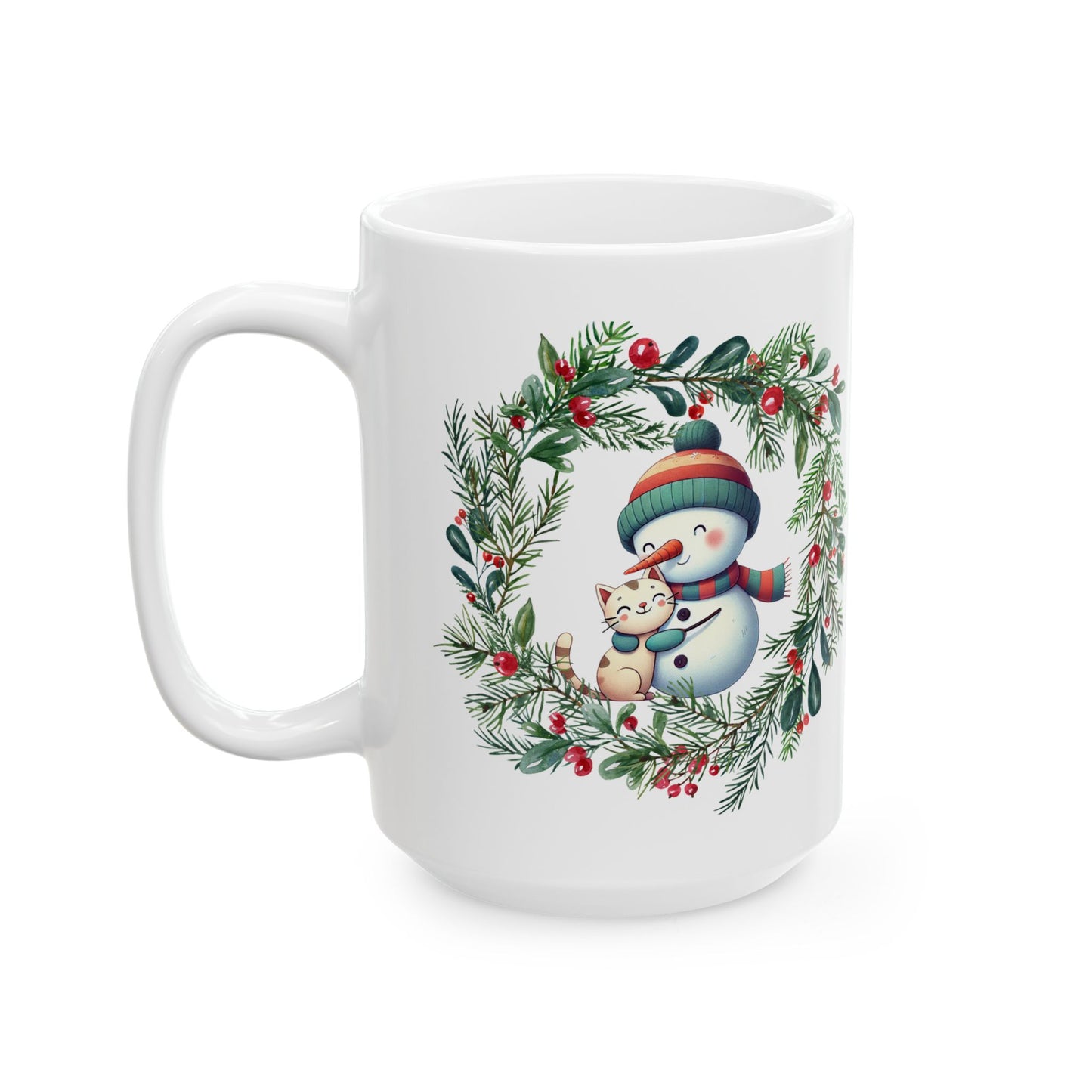 "Festive Feline" - Ceramic Mug, (11oz, 15oz)