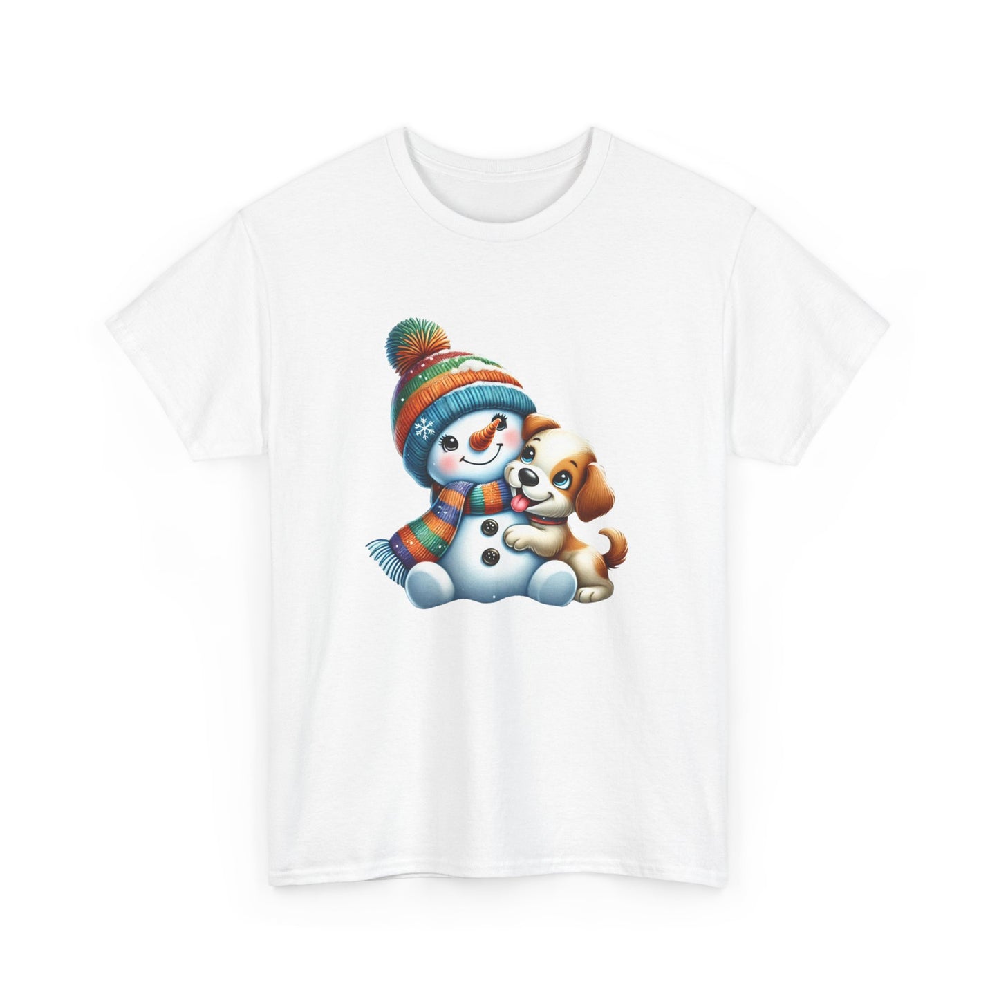 "Snowman Puppy Love" T-Shirt - Unisex Heavy Cotton Tee