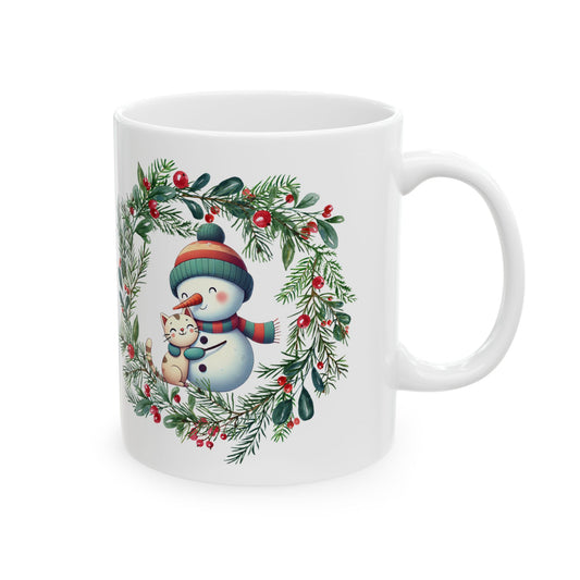 "Festive Feline" - Ceramic Mug, (11oz, 15oz)