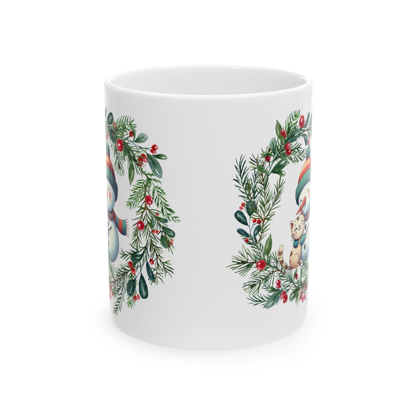 "Festive Feline" - Ceramic Mug, (11oz, 15oz)