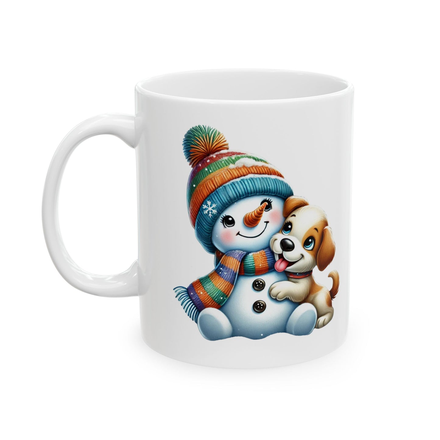 "Snowman Puppy Love" Mug | 11 oz & 15 oz | Cozy Winter Ceramic Mug for Holiday Gifts