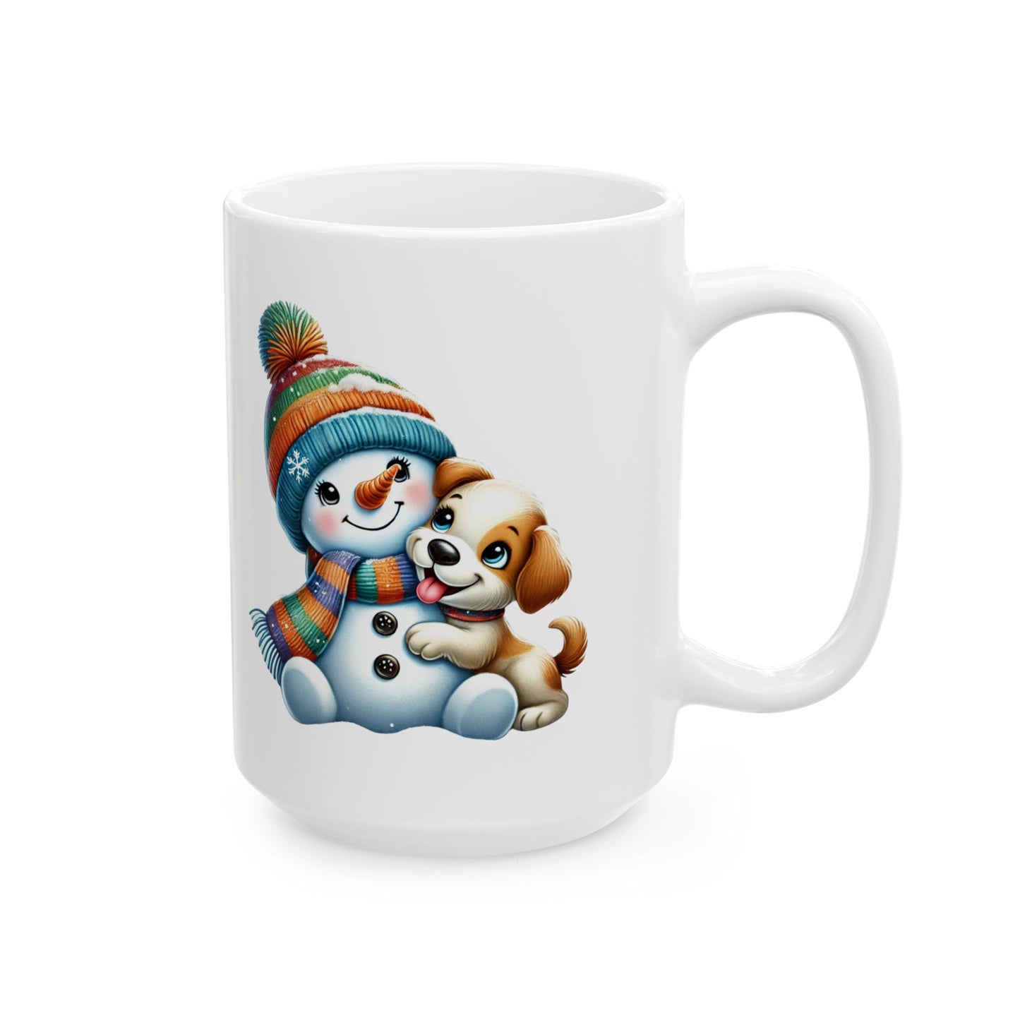 "Snowman Puppy Love" Mug | 11 oz & 15 oz | Cozy Winter Ceramic Mug for Holiday Gifts