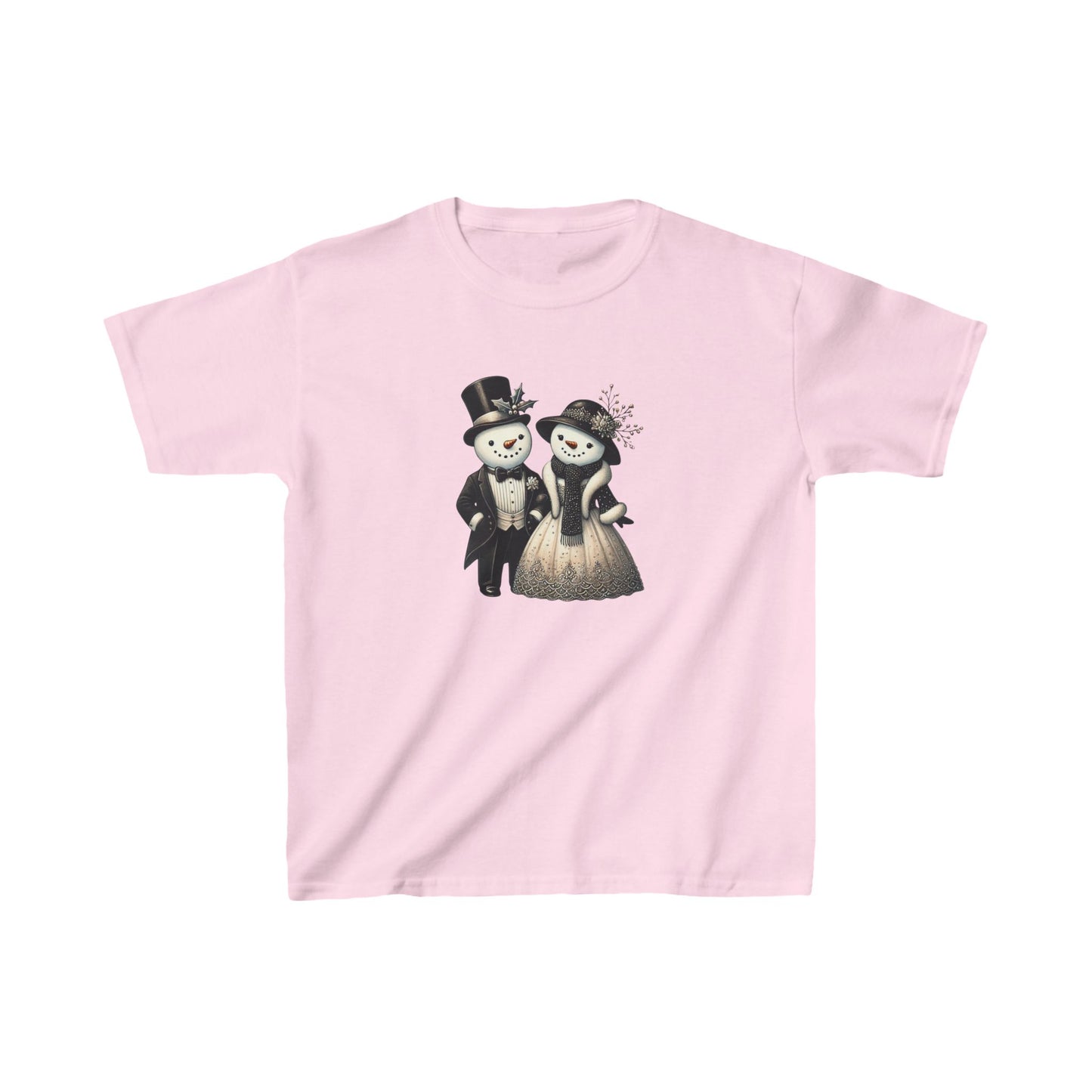 "Elegant Snowman Couple" - Kids Heavy Cotton™ Tee