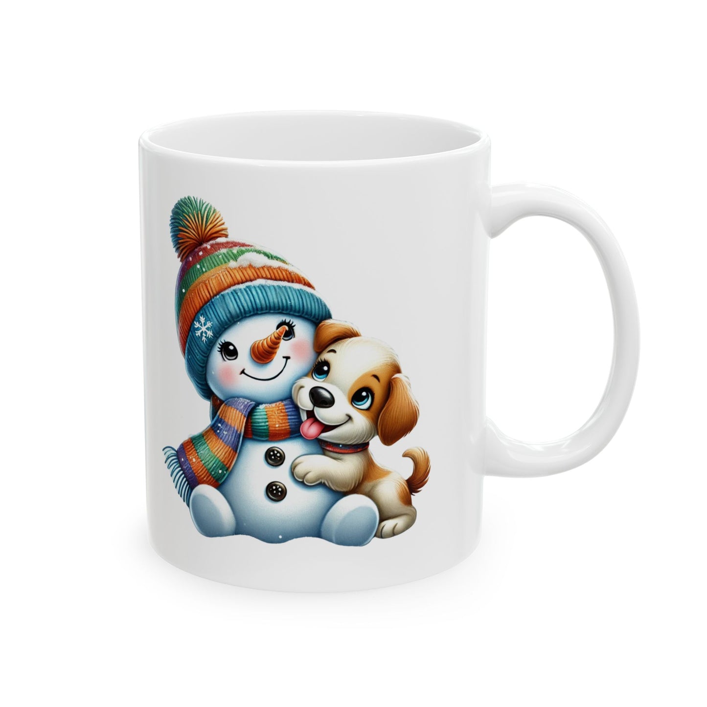 "Snowman Puppy Love" Mug | 11 oz & 15 oz | Cozy Winter Ceramic Mug for Holiday Gifts