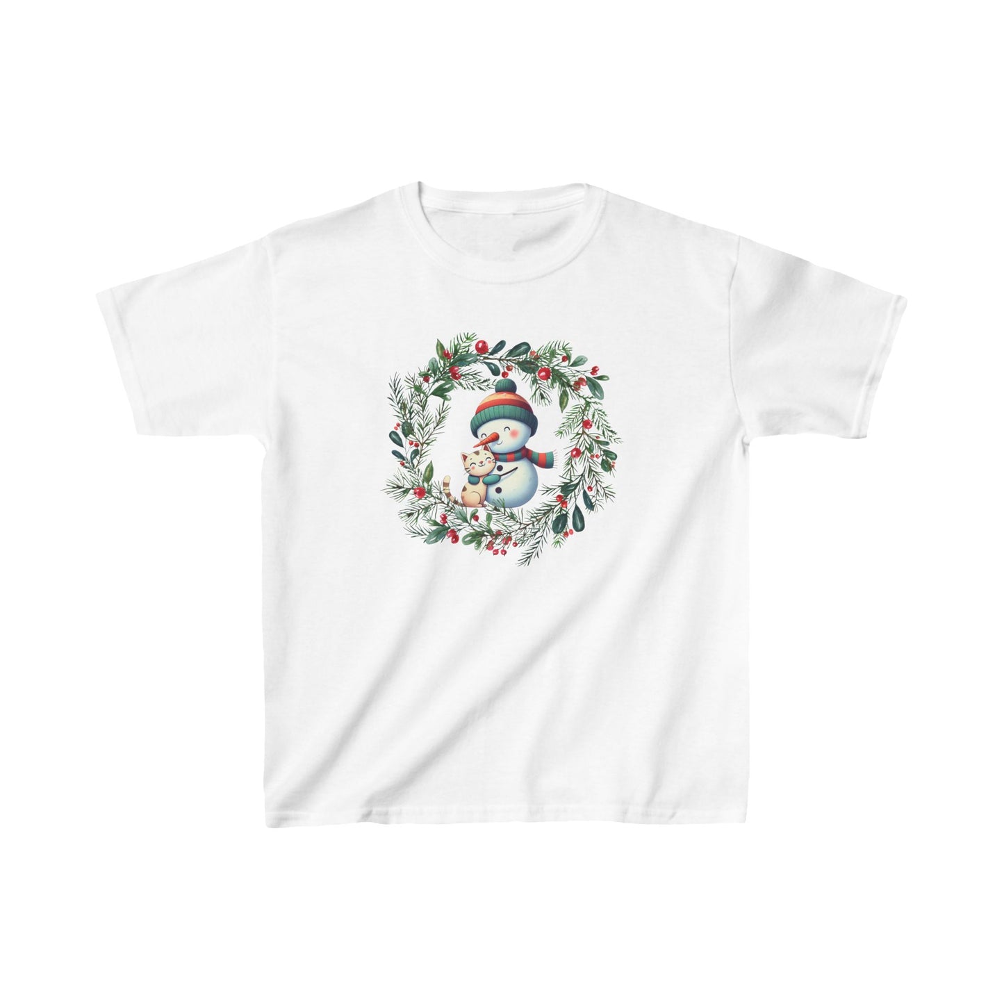 "Festive Feline Cheer" T-shirt - Kids Heavy Cotton™ Tee