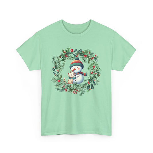 "Festive Feline Cheer" T-shirt - Unisex Heavy Cotton Tee