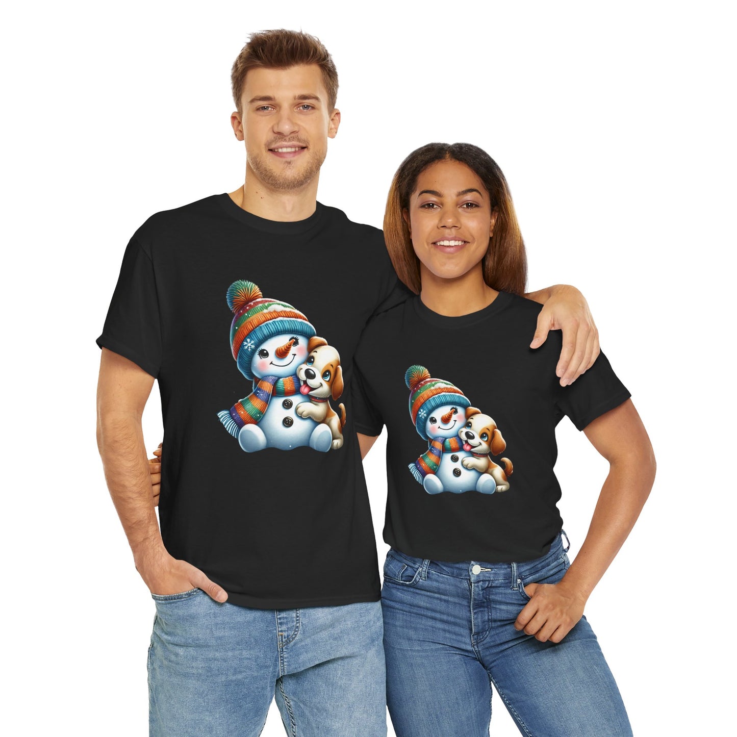 "Snowman Puppy Love" T-Shirt - Unisex Heavy Cotton Tee