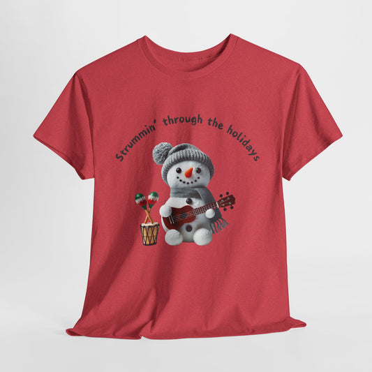 "Strummin' through the Holidays" - t-shirt -Unisex Heavy Cotton Tee